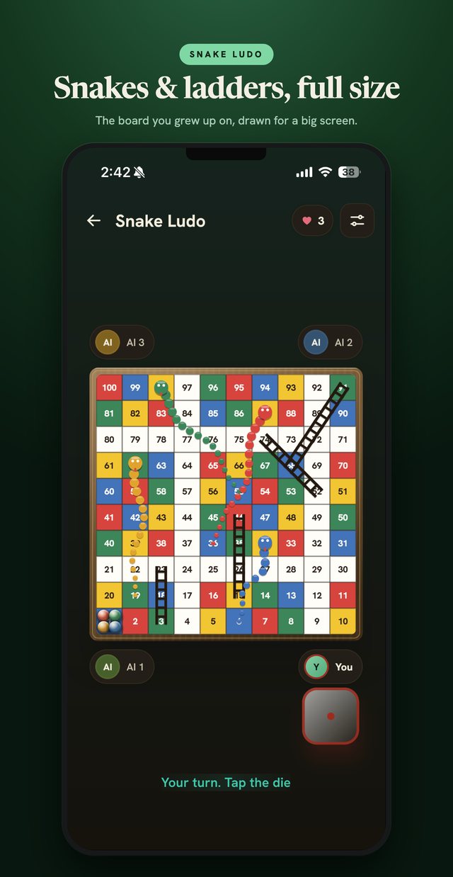 Snake Ludo — the Ludo variant with snakes and ladders.