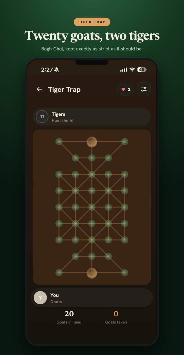 Tiger Trap — goats closing in on the tigers.